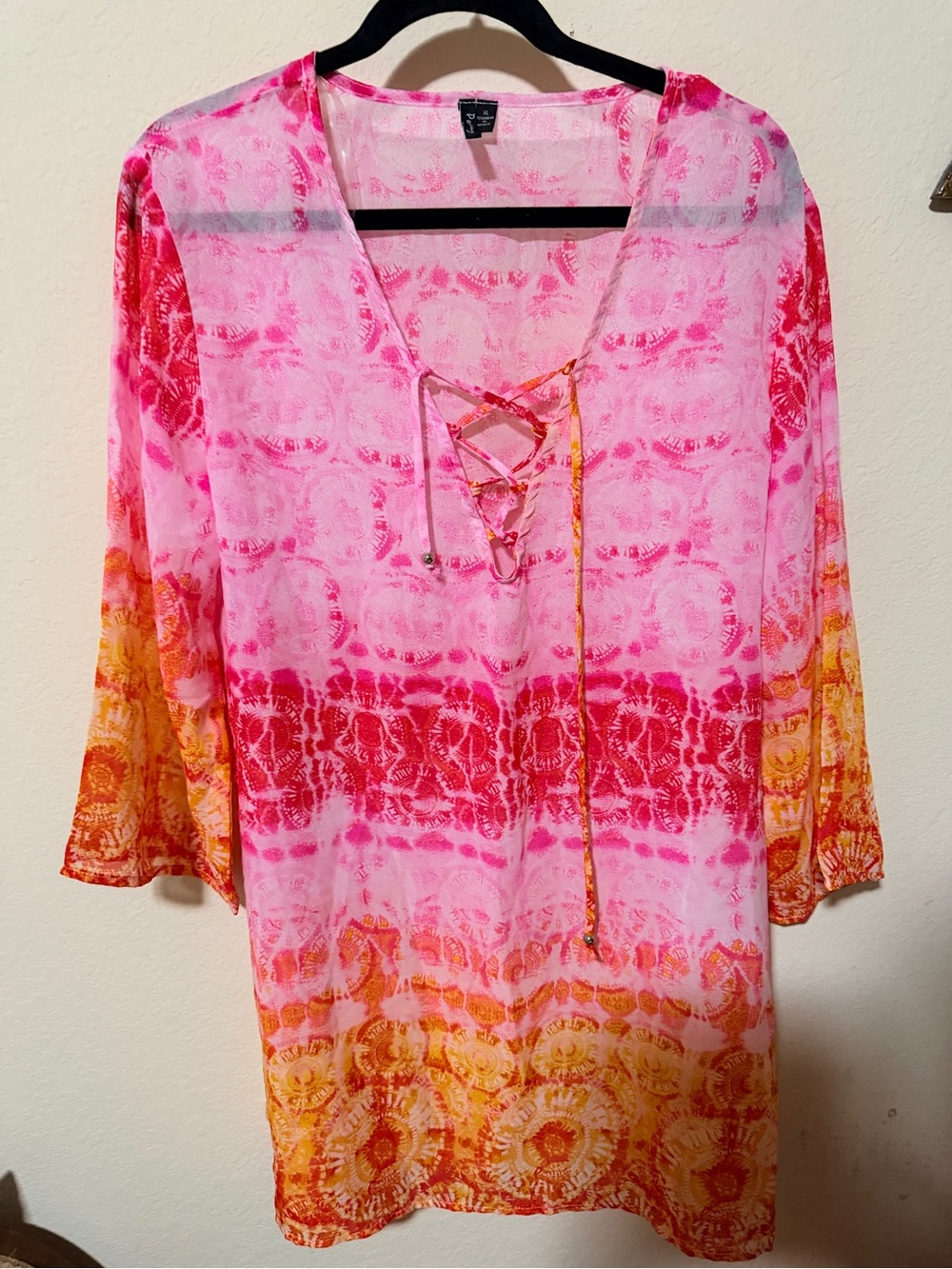 Tie-Dye Pink & Orange Swim Coverup Tunic